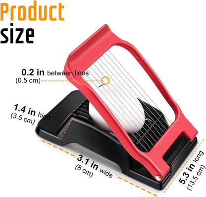 Egg Slicer for Hard Boiled Eggs, Stainless Steel Wire, Multipurpose Heavy Duty Aluminium Egg Cutter for Egg, Salads, Sandwiches, Strawberries, Mushrooms, Soft Cheese, Red