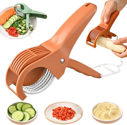 Multi-Functional Banana Slicer Cutter - All-in-One Kitchen Gadget for Fruits & Vegetables, Perfect as Grape Cutter & Strawberry Slicer, Safe for Kids & Dishwasher Safe (Green)