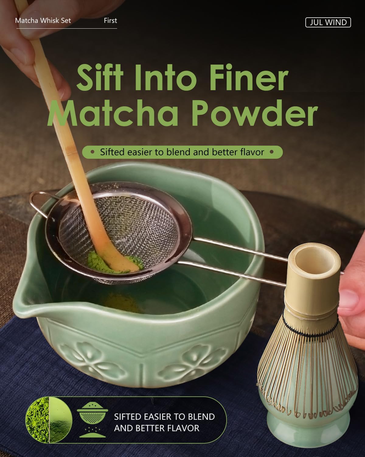 Matcha Whisk Set, Ceramic Matcha Set Includes Bowl with Spout, Whisk and Holder, Bamboo Scoop, Sifter and Tea Towel - 6 Pcs Matcha Kit Gift for Lovers Beginners (Pink)