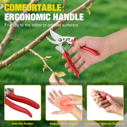 Yesker Pruning Shears Garden Shears 7.8" Professional Garden Scissors Sharp 65 Manganese Steel Blade Heavy Duty Clippers Hand Pruners for Cutting Fresh Flowers Branch Plant Trimming Gardening Tools