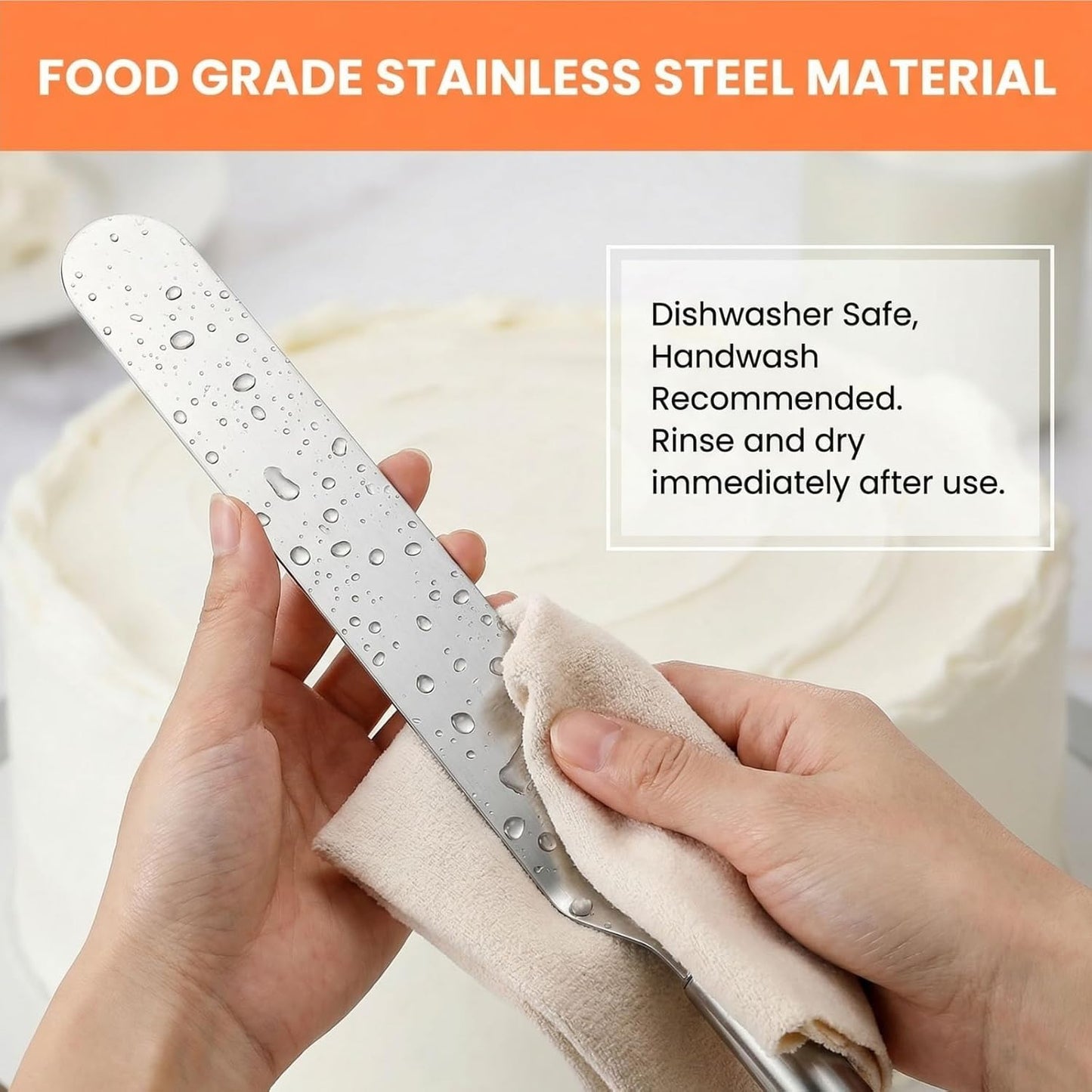 Hacaroa Set of 5 Angled Icing Spatula with 3 Cake Scraper, Offset Spatula with 4, 6, 8, 10, 12 Inch Blades Stainless Steel for Cake Frosting, Decorating, Baking, Ergonomic Handle, 5 Sizes