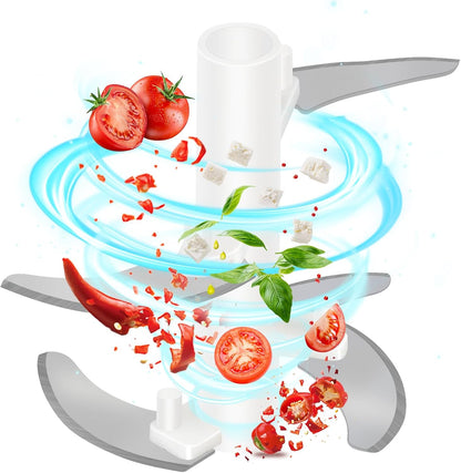 Garlic Chopper with Container, Manual Food Chopper Pull-String, Vegetable Onion Mincer, Hand Food Processor, Kitchen Cutter for Chili Ginger Herb Seasoning, Green 500ml