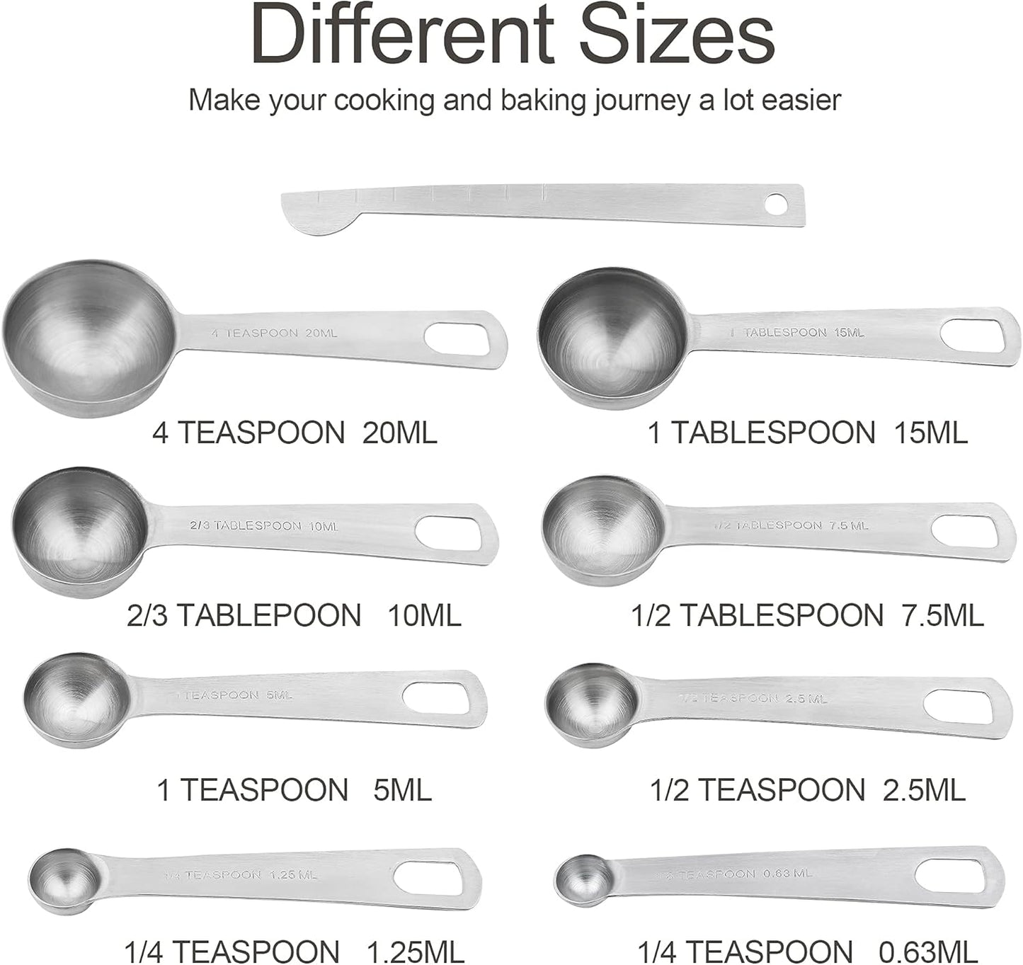 Smithcraft Measuring Cups and Spoons Set, 18/8 Stainless Steel Measuring Cups and Spoons for Kitchen & Baking, Heavy Duty Metric & US 8 Measuring cups, 9 Measuring Spoons Set