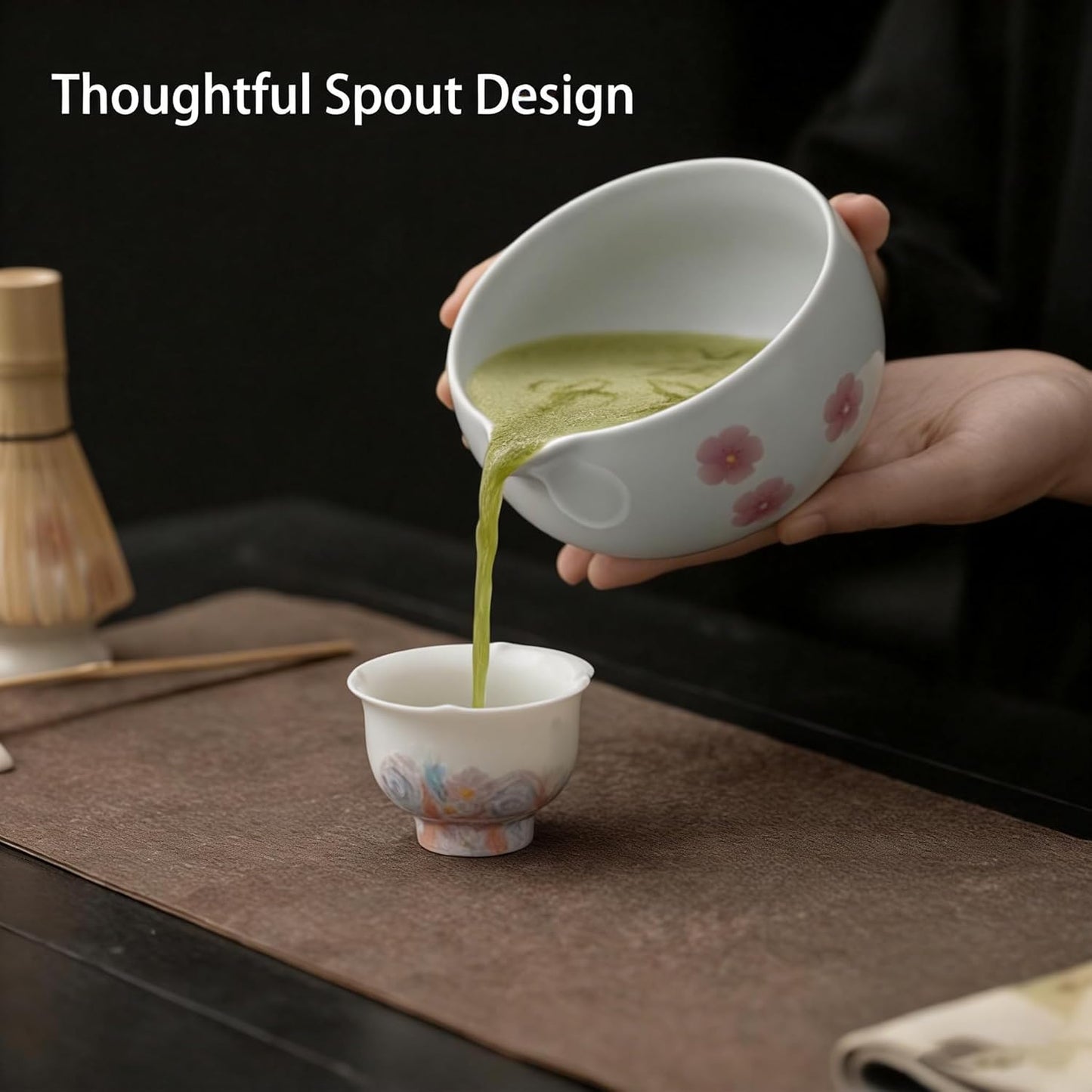 Matcha Whisk Set,8 Pcs Ceramic Matcha Set,Matcha Kit for Matcha Lovers,Tradition Tea Set Includes Bowl,Bamboo Whisk and Holder,Scoop,Sifter and Towel,Gift for Family and Friend (Cream)