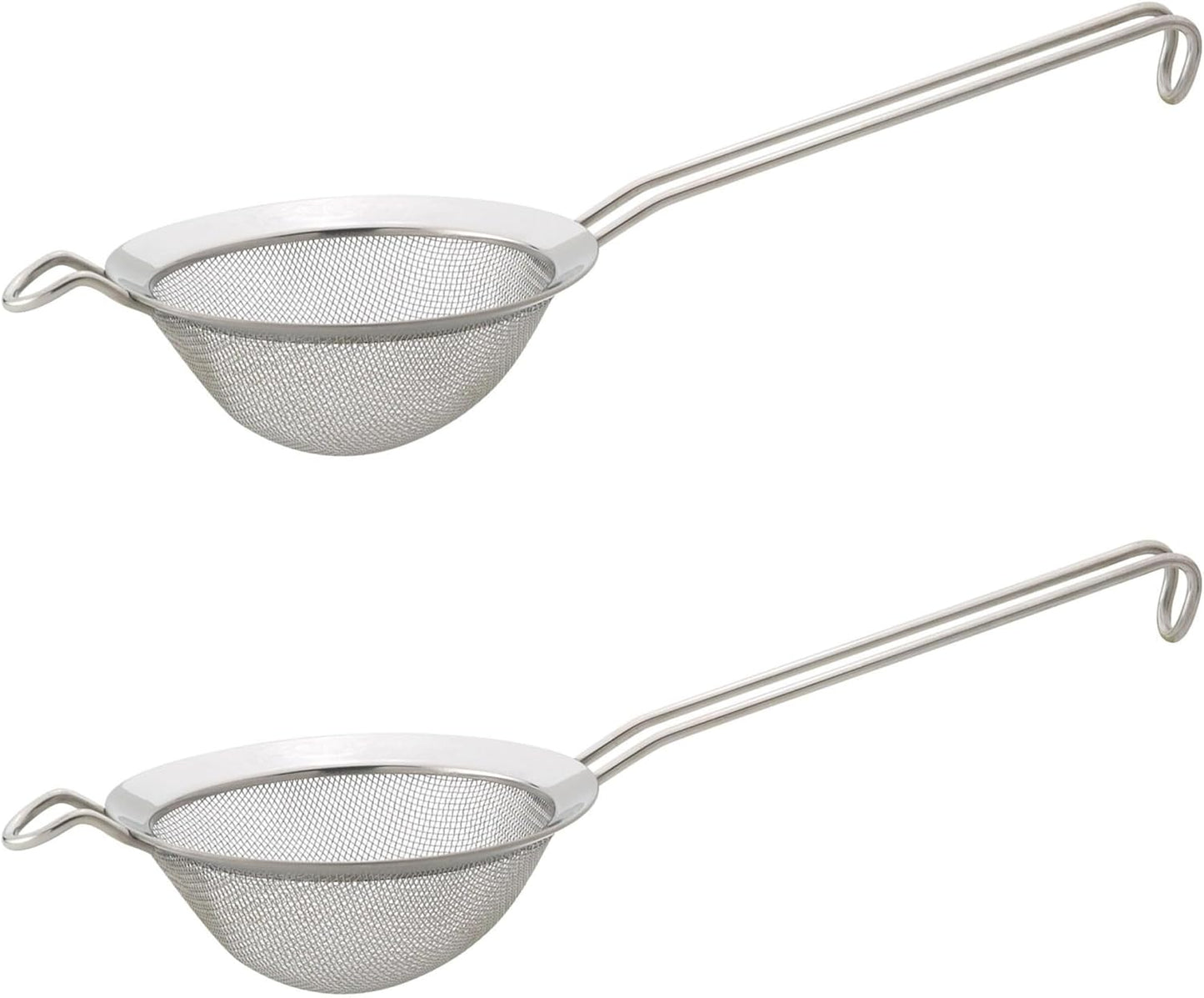 HIC Kitchen Fine Mesh Strainer With Helper Handle, 18/8 Stainless Steel, 6-Inch, For Sifting, Draining, And Straining Pasta, Vegetables, Stocks, And Sauces