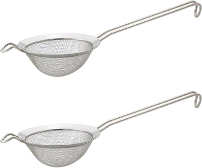 HIC Kitchen Fine Mesh Strainer With Helper Handle, 18/8 Stainless Steel, 6-Inch, For Sifting, Draining, And Straining Pasta, Vegetables, Stocks, And Sauces