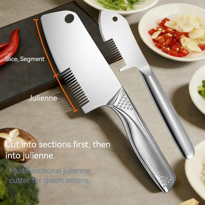 Stainless Steel Multi-Purpose Julienne Peeler, 2-in-1 Vegetable Julienne Slicer Blade, Quick & Easy Kitchen Multifunctional Shredder Cutter Tool for Fruit, Potatoes, Carrot, Green Onion (Small)