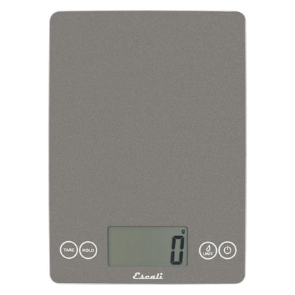 Escali Arti Glass Food Scale Digital Countertop Kitchen, Baking and Cooking Scale with Nutrition and Calorie Counter, 15-Pound Capacity, 9" x 6.5" x .75", Gray Storm