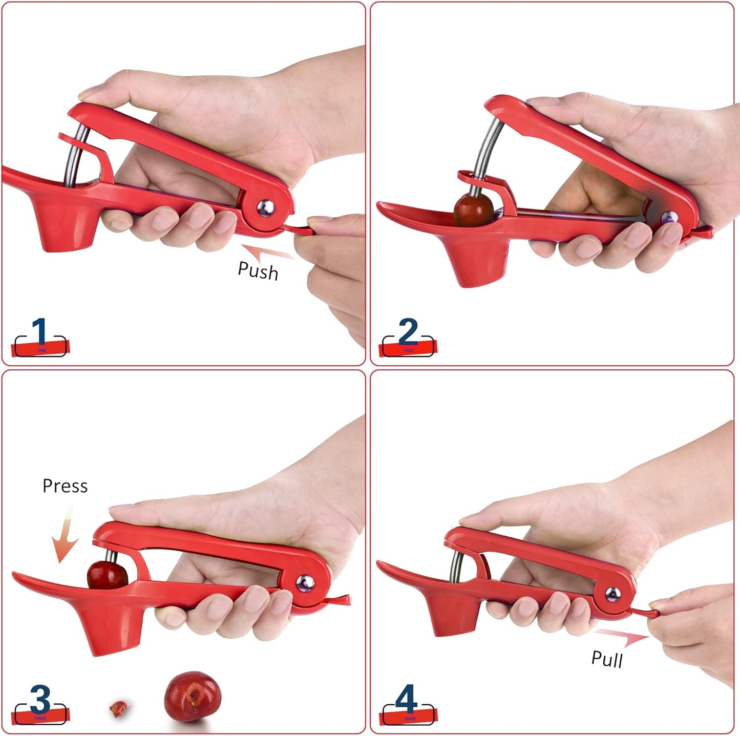 Cherry Pitter - UCMORX Stainless Steel Cherries Pitter Tool Cherries Corer Cherry Remover for Making Cherry Jam with Lock Design(Black)