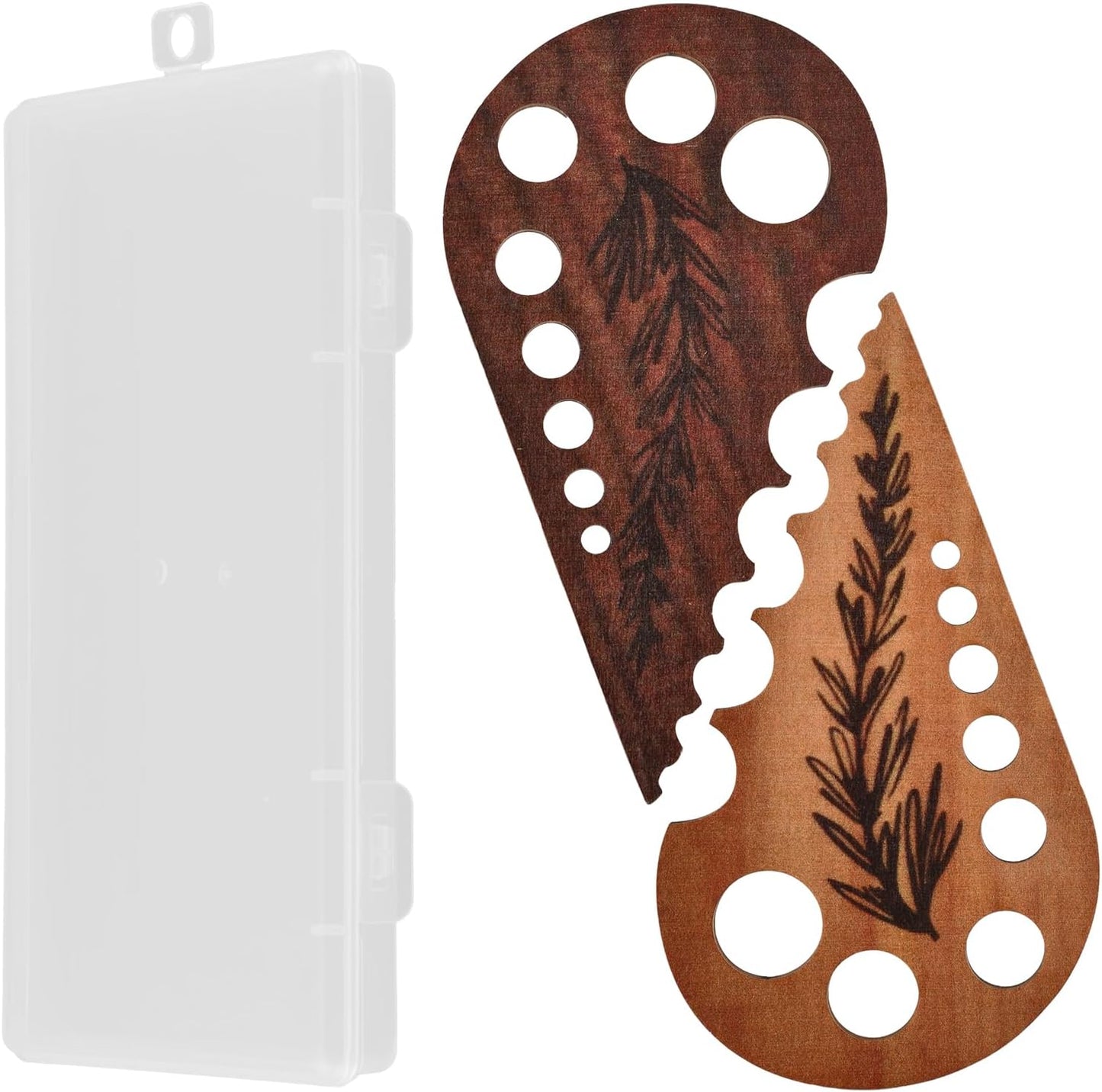 Herb Stripper, 8 Hole Wooden Vegetable Leaf Separator, Herb Stem Stripper Chopper Tool Supplies with Storage Case, Quick Leaf Stripping Kitchen Gadget for Kale, Rosemary, and Basil