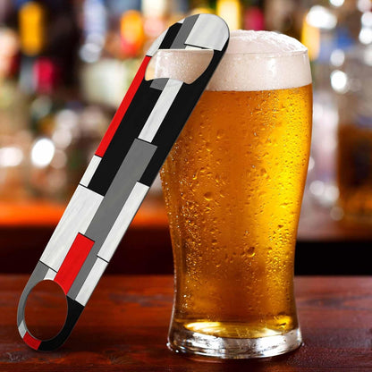 Black White Checkered Stainless Steel Bottle Opener Cool Car Racing Sports Plaid Pattern Geometric Design Flat Beer Bottle Opener Keychain for Home Kitchen Bar Restaurant Party Birthday Gift