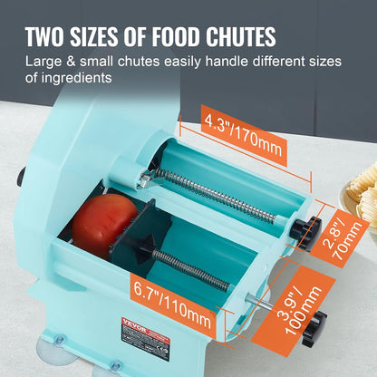 VEVOR Electric Vegetable Slicer, 0-0.5"/0-12mm Thickness Adjustable Commercial Slicer Machine, Convertible to Manual, Stainless Steel Food Cutter Slicing Machine, for Potato, Lemon, Tomato, Apple