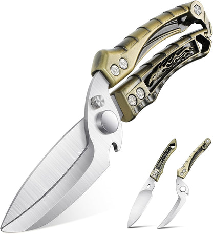 Dream Reach Poultry Shears, Heavy Duty Kitchen Shears with Serrated Edge, No Rust Spring Loaded, Multipurpose Stainless Steel Kitchen Scissors for Chicken, Bone, Meat, Turkey, Fish Thanksgiving Gifts