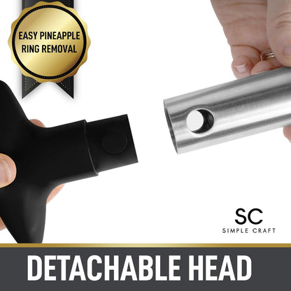 Zulay Kitchen Stainless Steel Pineapple Corer & Slicer – Heavy Duty Pineapple Cutter & Eye Removal Tool – Effortless Core Remover Tool with Sharp Reinforced Blade & Ergonomic Handle - Black