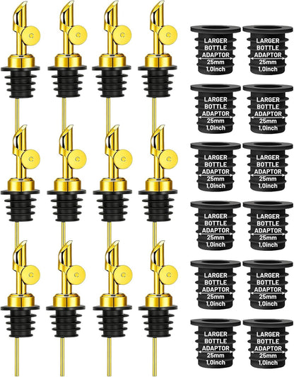 3 Pack Olive Oil Pour Spout with Adapters, Oils Pourer for Olive Oil Dispenser Bottle, Easily Turn Your Bottles into Dispensers for Liquor, Vinegar, Oils, Syrup, Liquor Bottle Pourers, Silver