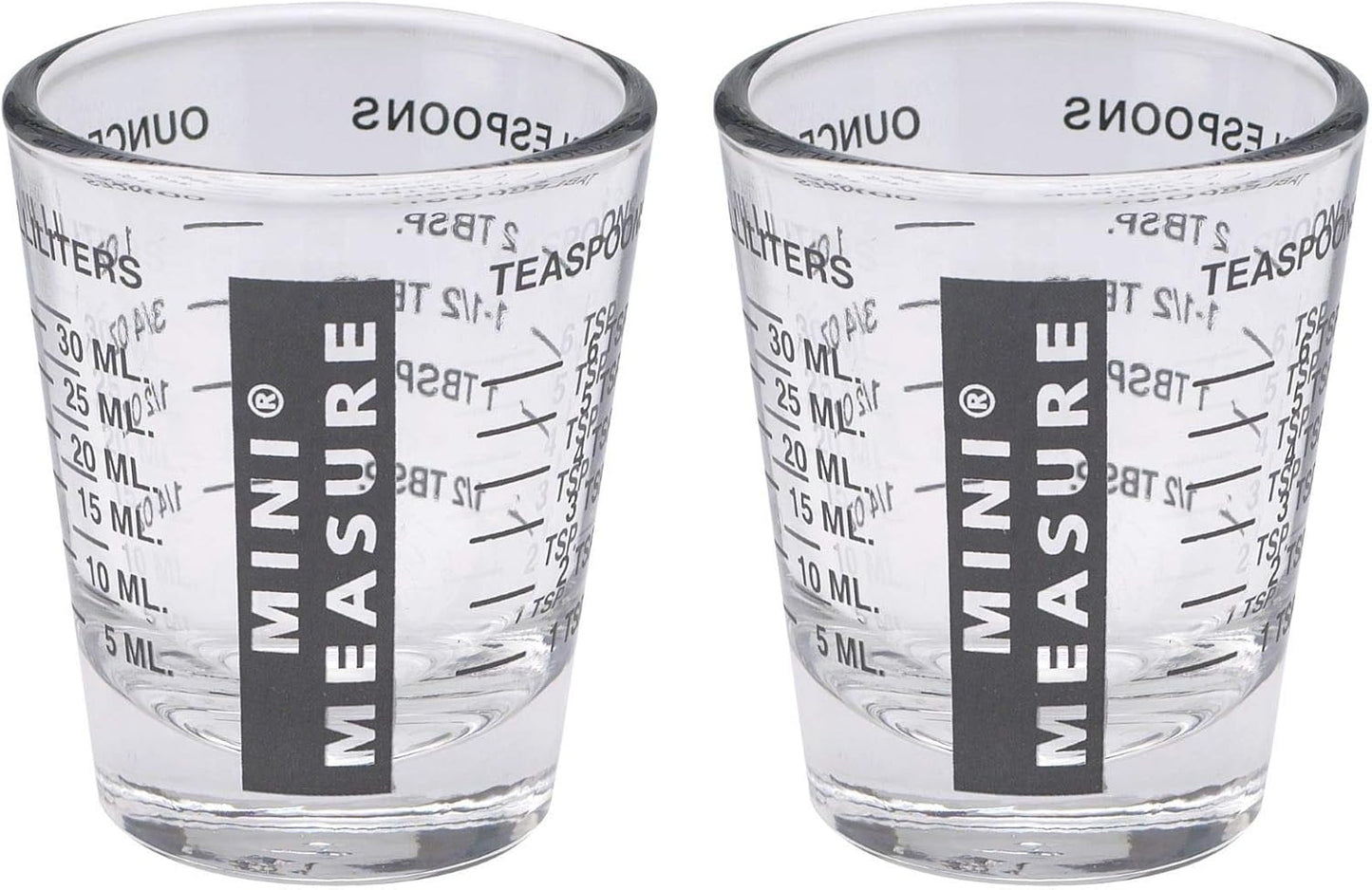 Kolder Mini Measure Heavy Glass, 20-Incremental Measurements Multi-Purpose Liquid and Dry Measuring Shot Glass, White