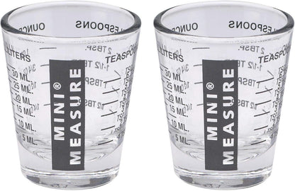 Kolder Mini Measure Heavy Glass, 20-Incremental Measurements Multi-Purpose Liquid and Dry Measuring Shot Glass, White