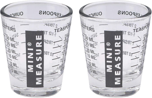 Kolder Mini Measure Heavy Glass, 20-Incremental Measurements Multi-Purpose Liquid and Dry Measuring Shot Glass, White