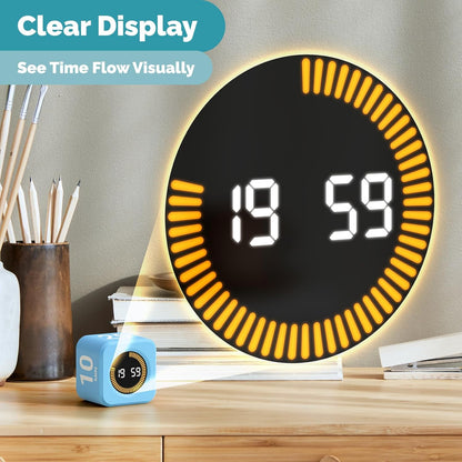 KADAMS Pomodoro Cube Timer Productivity Visual Timer - 5/10/25/50 Min Rotating Countdown (1, Green)