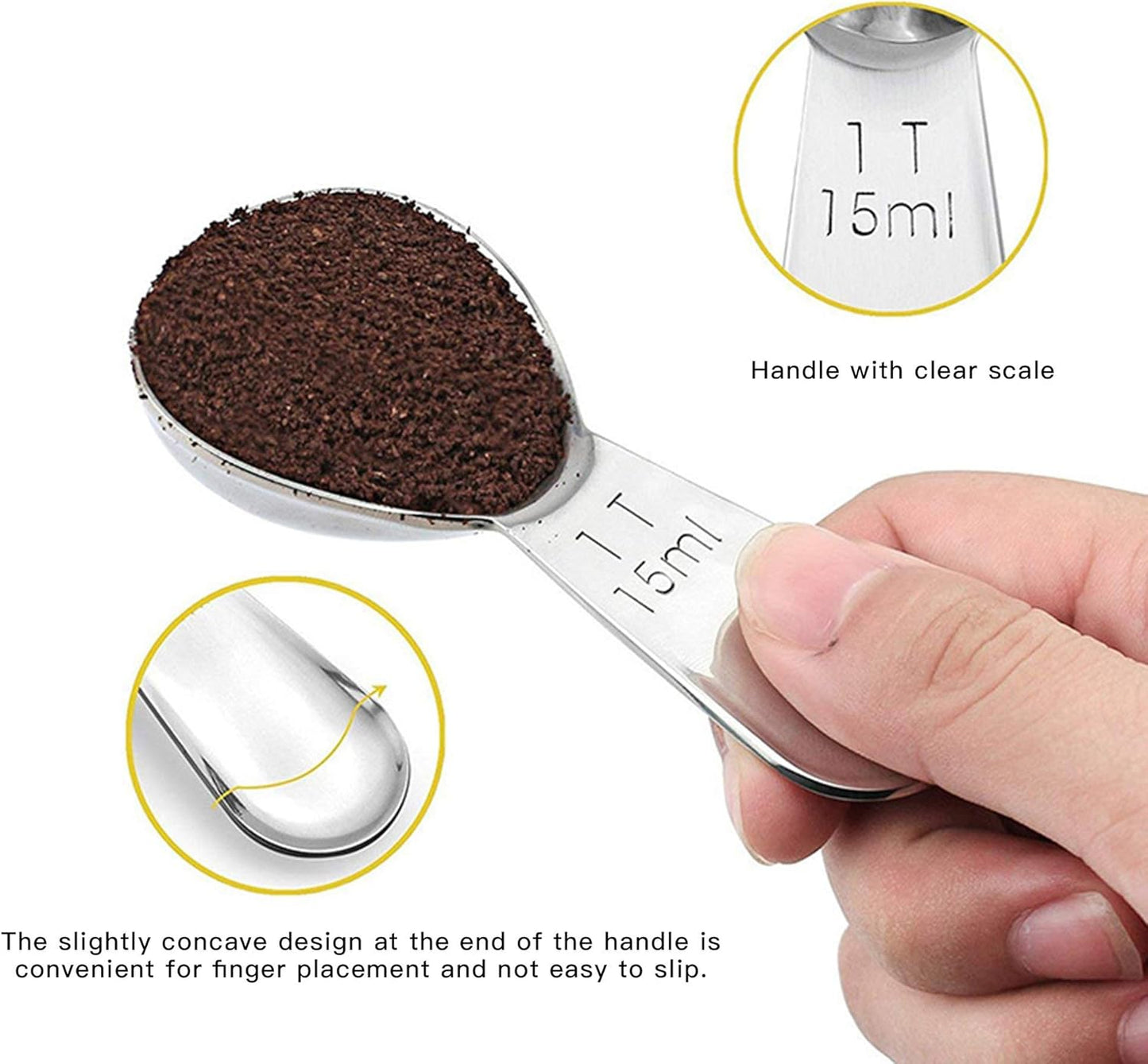 Coffee Scoop, Gold Stainless Steel Coffee Spoons Set, 1 tablespoon (15ml) and 1 tablespoons (30ml) Spoon, Gold Tablespoon Measure Spoon for Coffee, Milk Powder, Fruit Powder, 2 Pack(Long Handle)