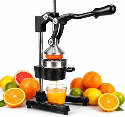 Cast Iron Juicer Hand Press – Heavy Duty Manual Citrus Juicer, Professional Orange Press, Stainless Steel Lemon Squeezer & Lime Juice Extractor (gray)