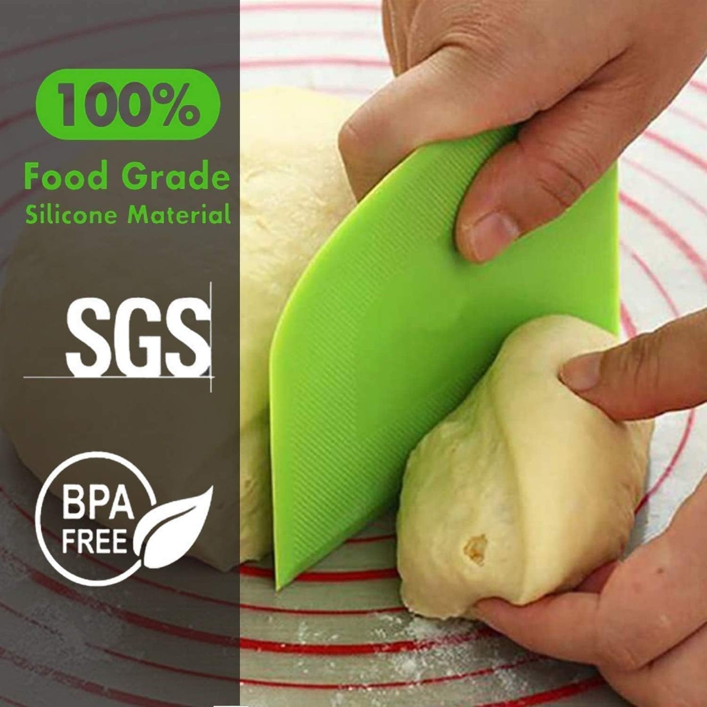 SURDOCA Dough Scraper Bench Scraper - 3P 4.7x3.7" Plastic Flexible Bowl Scraper, Sharp Edge & Angles Cake Scraper. Non-Slip Bakeware Decorating Tools Sculpting & Modeling Tools - Pure White - Colors B