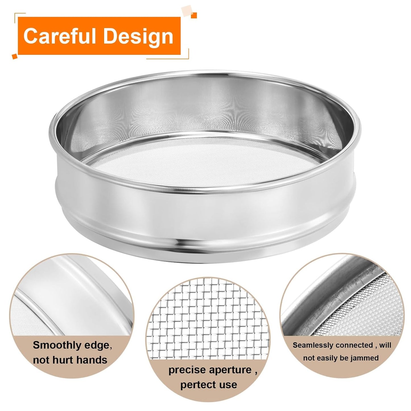 PATIKIL 40 Mesh Lab Sieve, 8" Diameter Test Sieve 304 Stainless Steel Wire Cloth (0.45mm) for Industrial Laboratory - Colors B