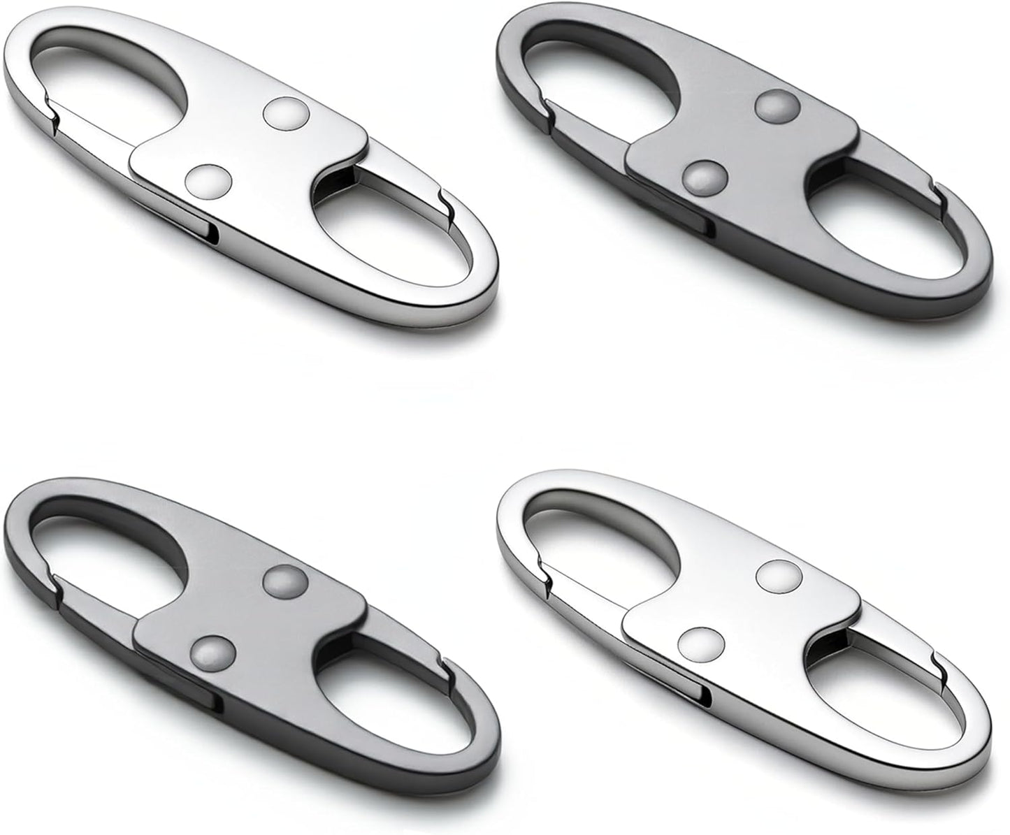 zelin Anti Theft Zipper Clips Double Opening Small Carabiner Clips, 4Pcs Elegant Zinc Alloy Zipper Pull Replacement for Travel, Commuting and Camping (Space Grey)