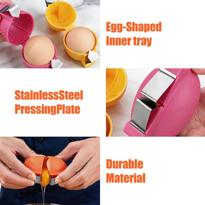 3 PCS Egg Shell Opener Egg Separator for Raw Eggs,Hard Boiled Egg Peeler Egg Cube Egg Separator,Quickly Cutting Off Cooked Eggs,Stainless Steel Eggshell Breaker Kitchen Gadgets (3 pcs) (3 PCS set)