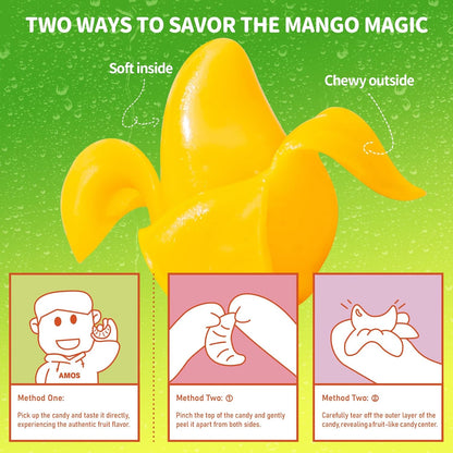 AMOS Peelerz Peelable Gummy Candy Variety Pack, Mango White Peach Banana Green Apple Passion Fruit Lychee, Soft Chewy Fruit Snack, Pack of 6