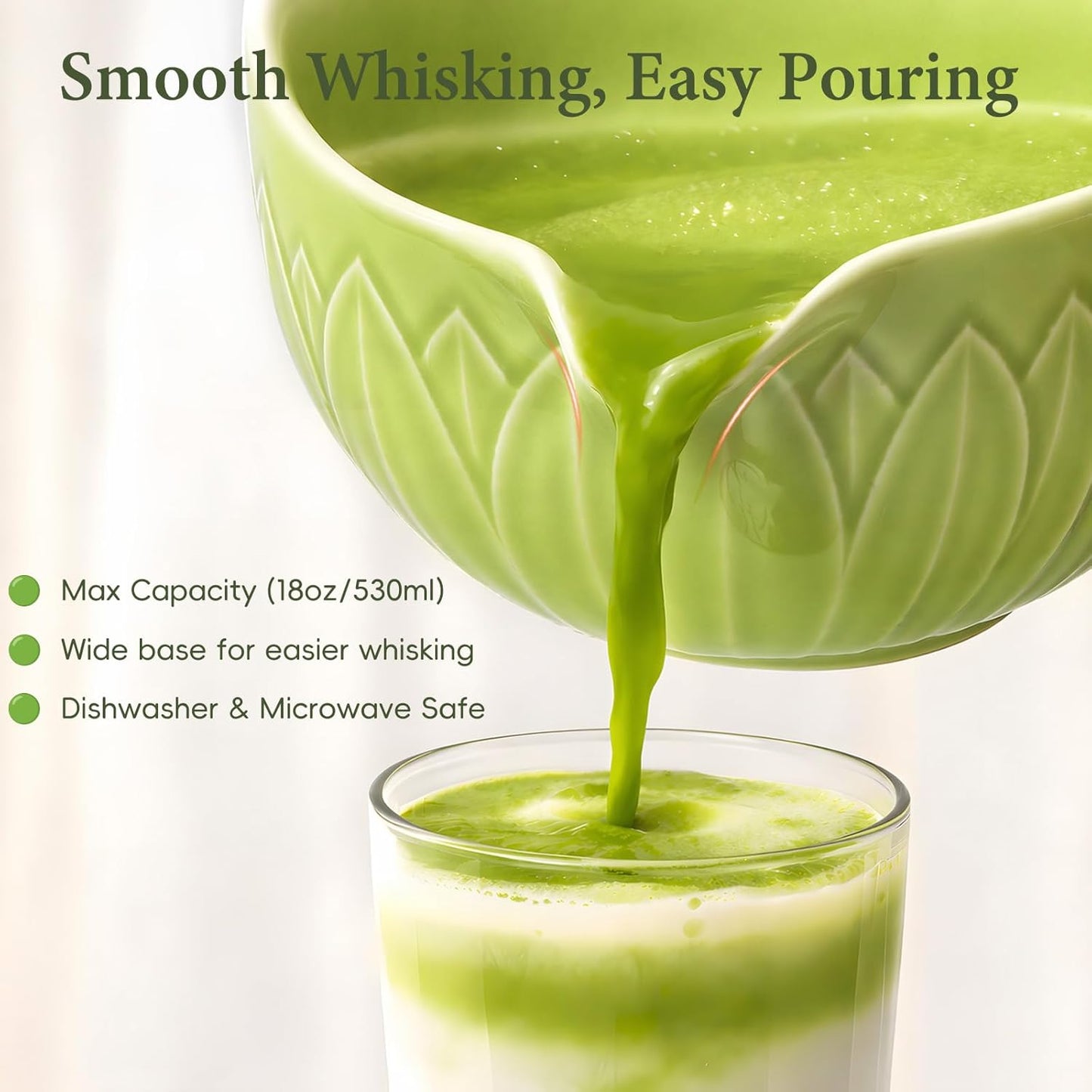 Matcha Whisk Set, Ceramic Matcha Set Includes Bowl & Holder, Bamboo Whisk (Chasen), Scoop, Spoon and Sifter, 6PCS Matcha Kit Covers Everything Needed for Making Matcha (Green)
