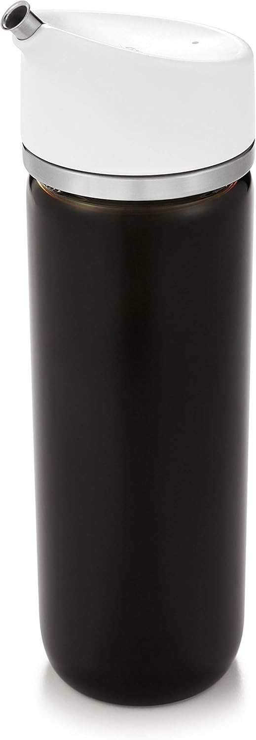 OXO Good Grips Precision Pour Glass Dispenser Set, 2 Piece Oil & Vinegar Set, Clear, White