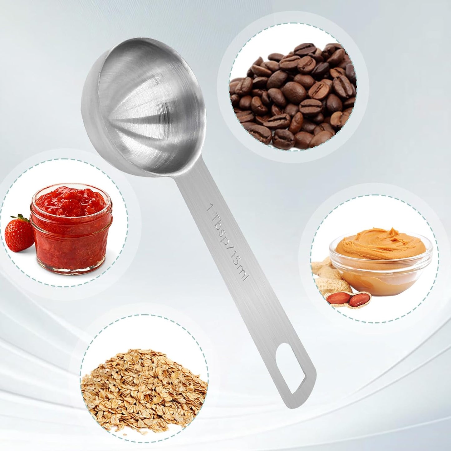 2Pcs 2/3 Tablespoon (2/3 Tbsp | 2 Tsp | 10 Ml | 10 Cc) Stainless Steel Measuring Spoons, 2 Teaspoon Metal Single Measuring Spoon for Measuring Coffee Powder, Grains and Loose Tea
