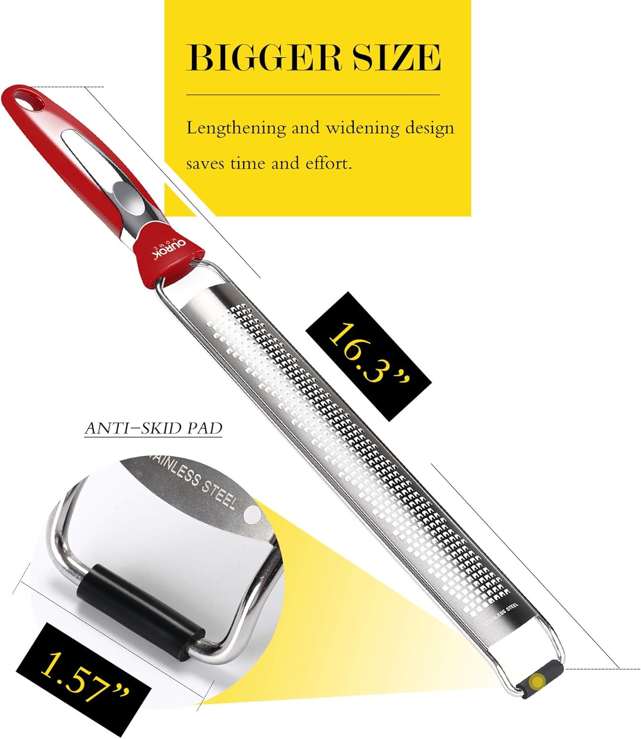 Ourokhome Kitchen Lemon Zester, Stainless Steel Hand Held Parmesan Cheese Grater for Ginger, Chocolate, Coconut, Lime, Nutmeg, Citrus, Fruit, Vegetable with Cleaning Brush, Dishwasher safe, Blue