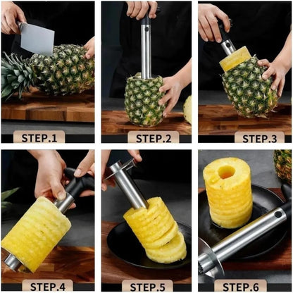 Pineapple Corer and Slicer Tool, Premium Pineapple Cutter and Corer, Stainless Steel Pineapple Peeler- [Reinforced sharp blades -Upgraded material-Easy to Use/Clean]- Easy Core remover Kitchen Tool