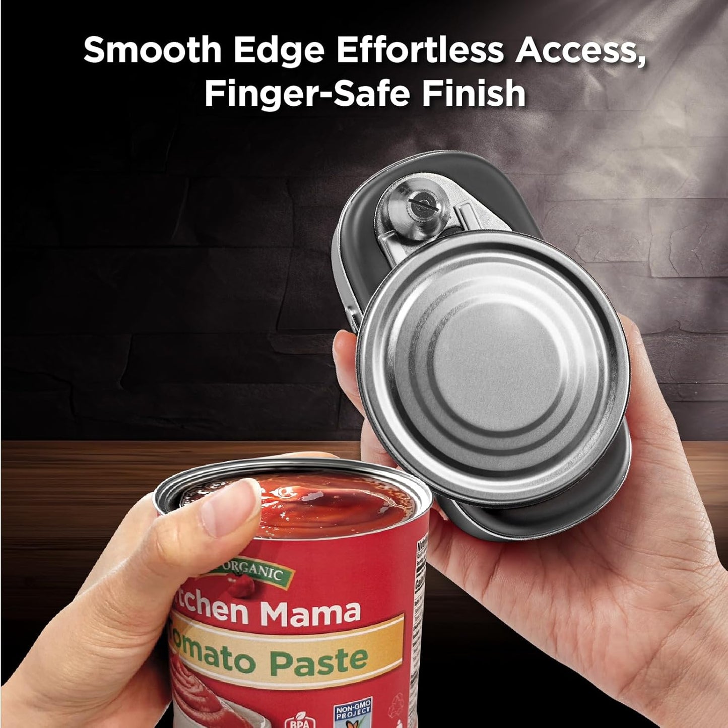 Kitchen Mama Orbit One Rechargeable Electric Can Opener: Hands-free, USB-C Charging, Automatic Stop, Smooth Edge, Safety, Blade for Large Cans, Heavy Duty, Soda and Pop Can, with Storage Box (White)