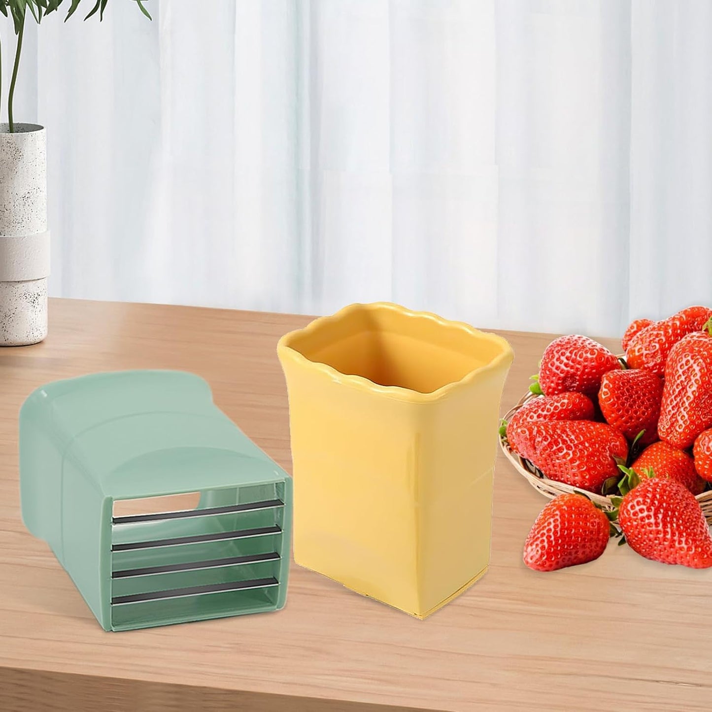 3PCS Fruit Slicer Cup: Strawberry Slicer, Speed Cutter for Banana Grape Egg Rapid & Safe Slicing Kitchen Gadget