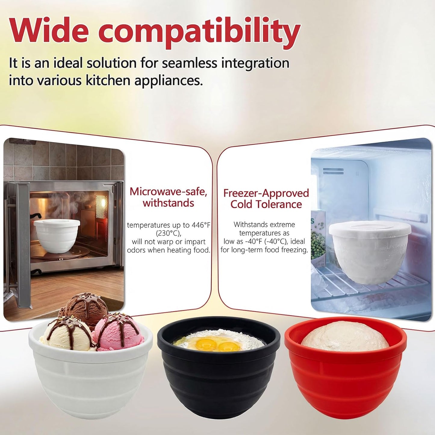 Silicone Bowl Liner for KitchenAid Mixer 4.5/5QT, Collapsible Mixing Bowl Insert with Airtight Lid, Food Grade Silicone KitchenAid Stand Mixer Bowl Liner, Heat Resistant, Dishwasher Safe, 1 (Black)
