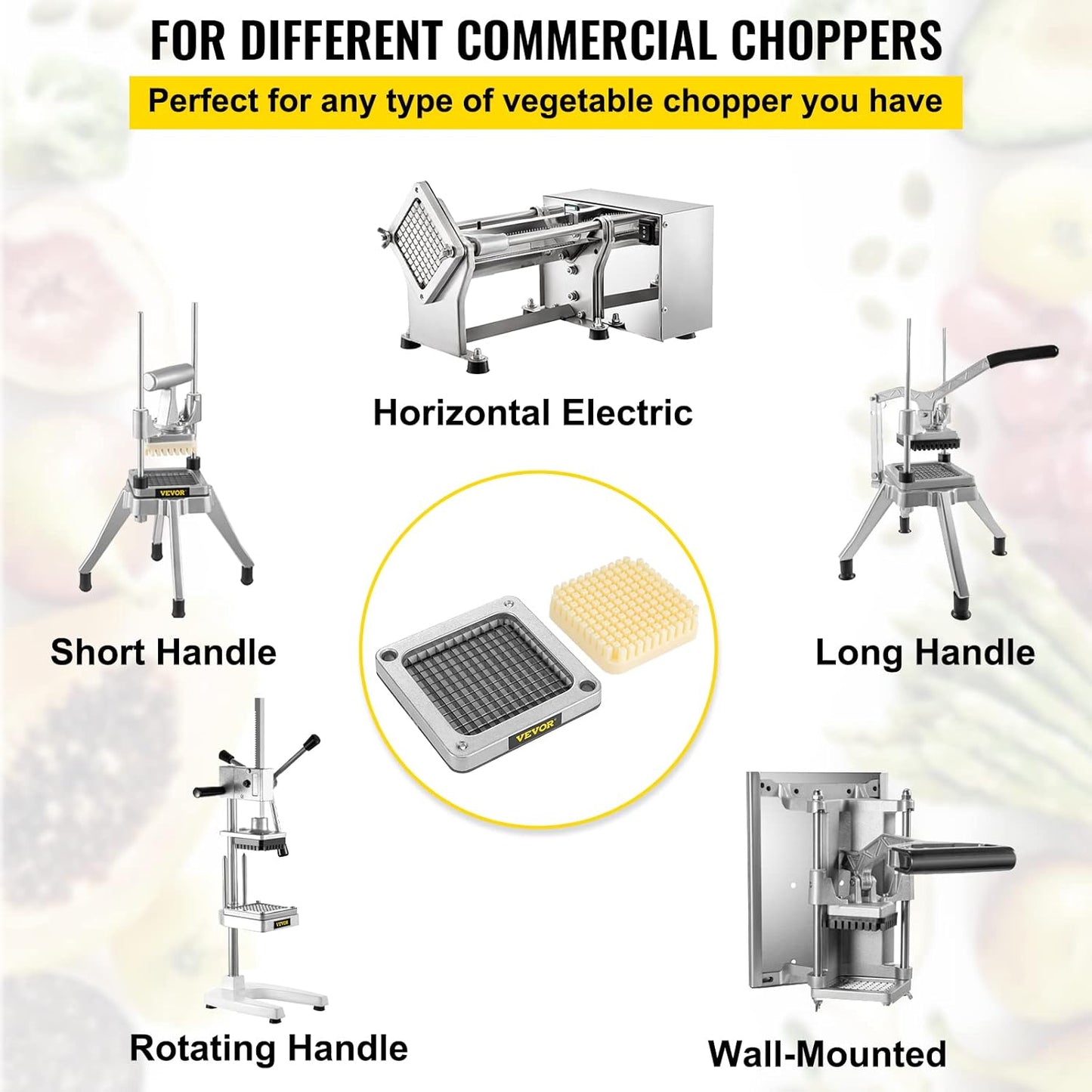 VEVOR Commercial Vegetable Chopper w/ 4 Replacement Blades, Stainless Steel French Fry Cutter Potato Dicer & Fruit Slicer for Restaurants & Home Kitchen
