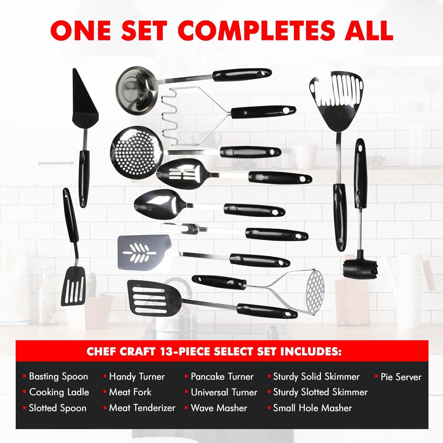 Chef Craft Select Slotted Sturdy Skimmer, 13 inch, Stainless Steel