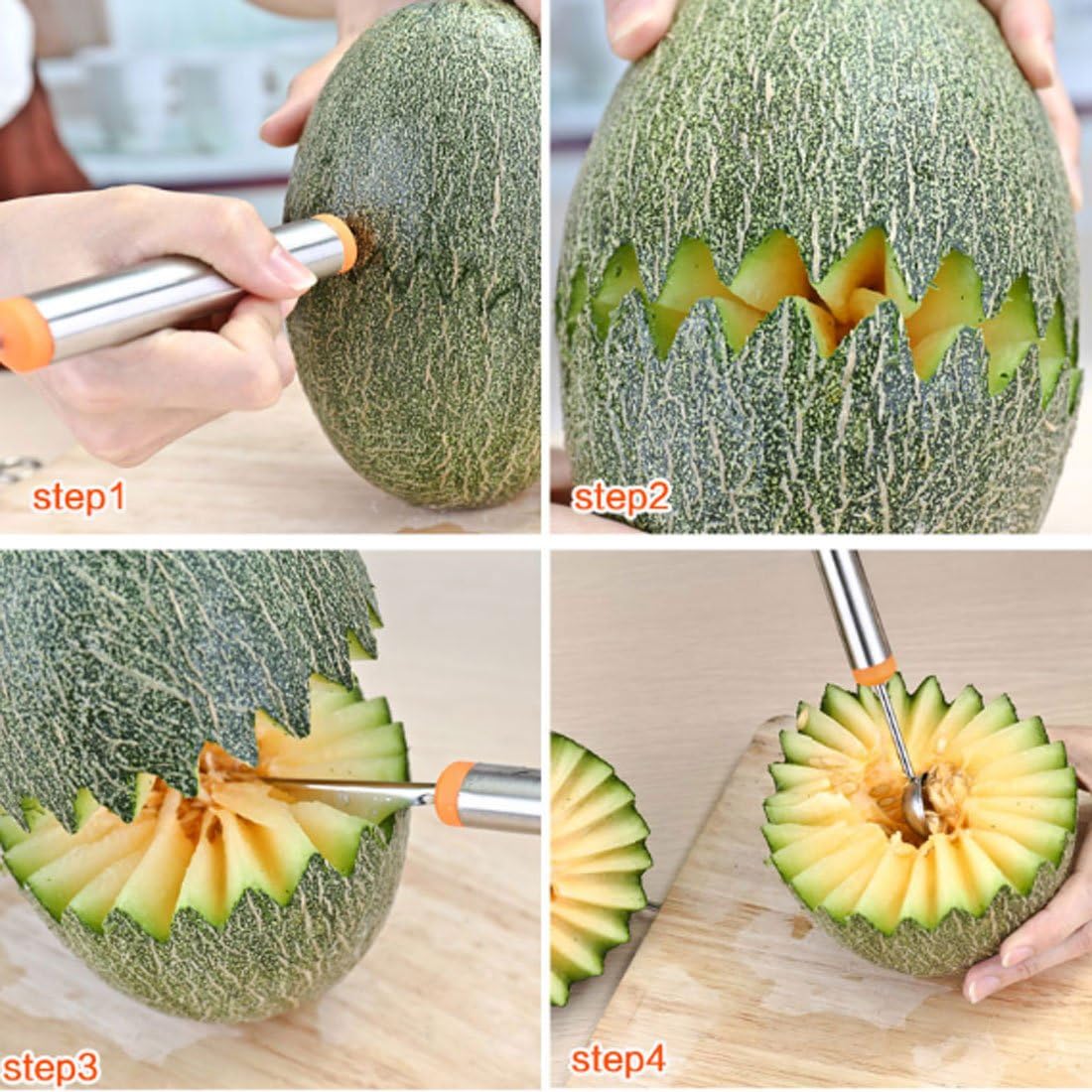 Ruilogod Metal Fruit Ice Cream Melon Scoop Spoon Baller Carving Graver Orange (id: b27 906 1d6 d21 d63