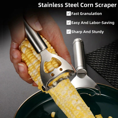 Corn Scraper,Stainless Steel Corn Peeler,Corn Cob Stripper,Corn Cob Thresher,Corn Kernel Remover Tool with Ergonomic Handle,for Kitchen Gadget (1pcs)