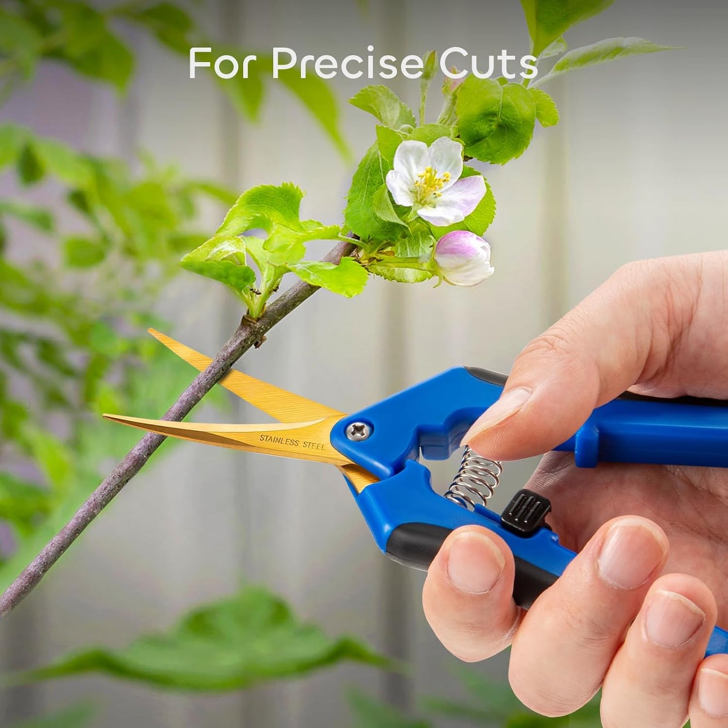 GROWNEER 3 Packs 6.5 Inch Pruning Shears Gardening Hand Pruning Snips Gardening Scissors with Straight Stainless Steel Precision Blades