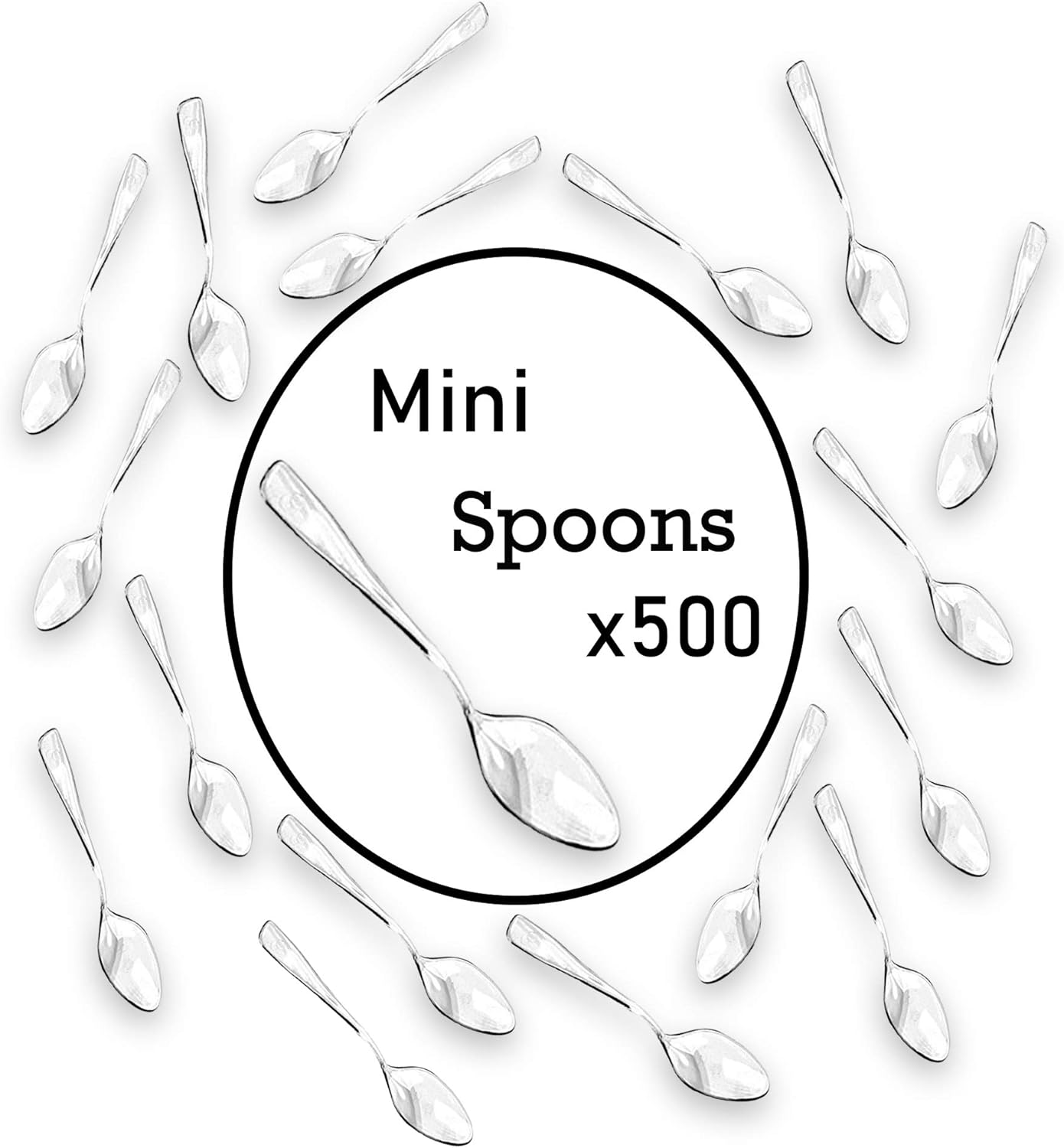 Loreso Plastic 50CT Mini Clear Dessert Spoons For Miniature Dessert Cups, Tasting Party, Sampling, Ice Cream, Small Catering Supplies - Reusable BPA Free Pack of 50