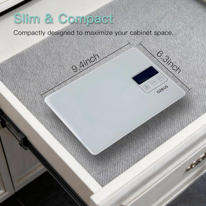 AZEUS Food Scale with USB Rechargeable, Digital Kitchen Scale with 6 Units, High Precision to 0.04 oz /11lbs Capacity, Weight Range from 3g-5000g (White)