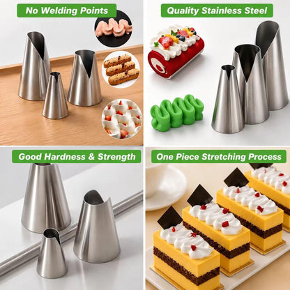 8 Pcs Rose Flower Piping Tips Set,Petal Icing Tips,PipingRose Nozzle,Stainless Steel Cake Decorating Pastry Tools, for CakeDecorating,with A Cleaning Brush (Rose-8pcs)