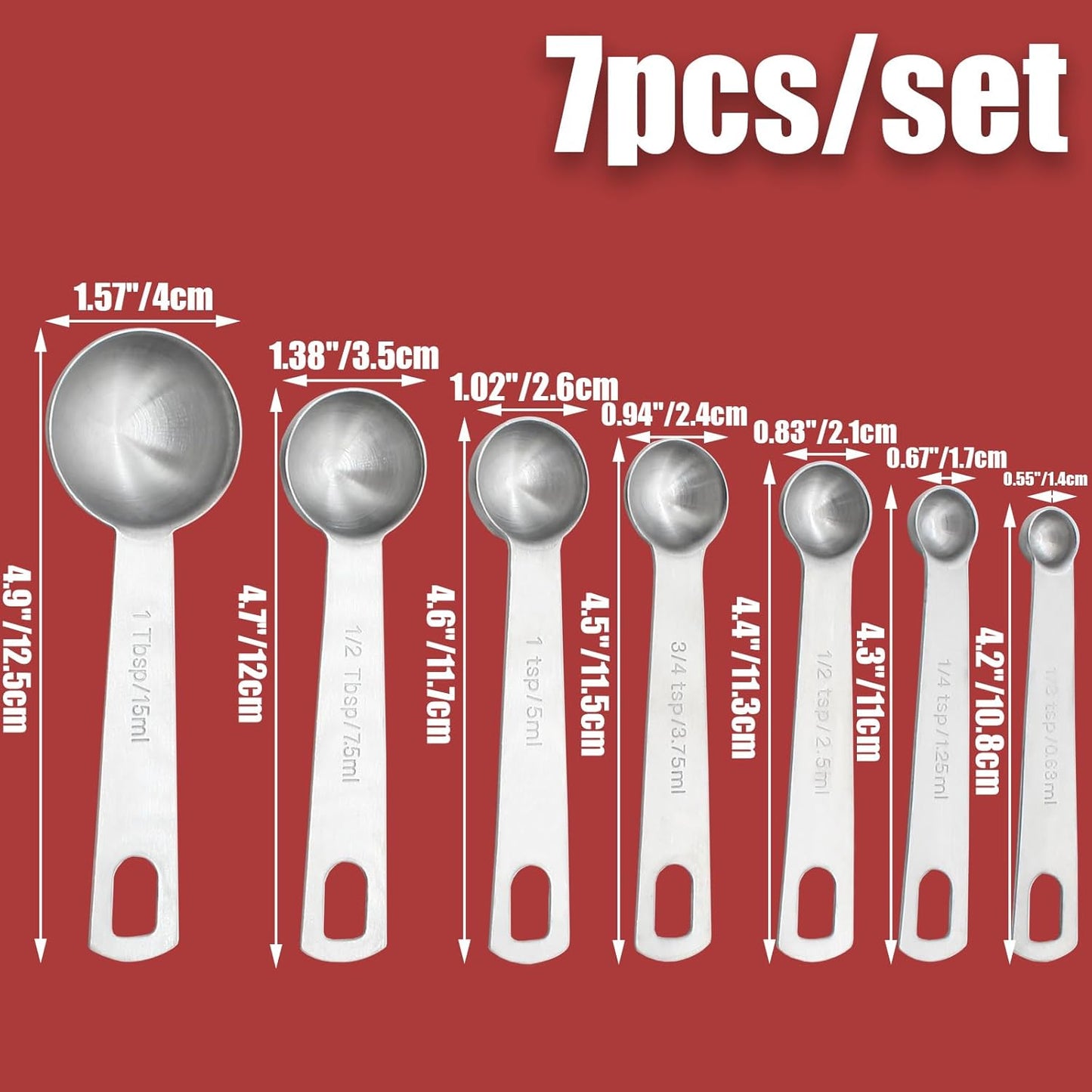 Luomorgo 4 Pc Set Measuring Spoons - Stainless Steel, 1/64, 1/32, 1/16, 1/8 tsp for Dry & Liquid Ingredients