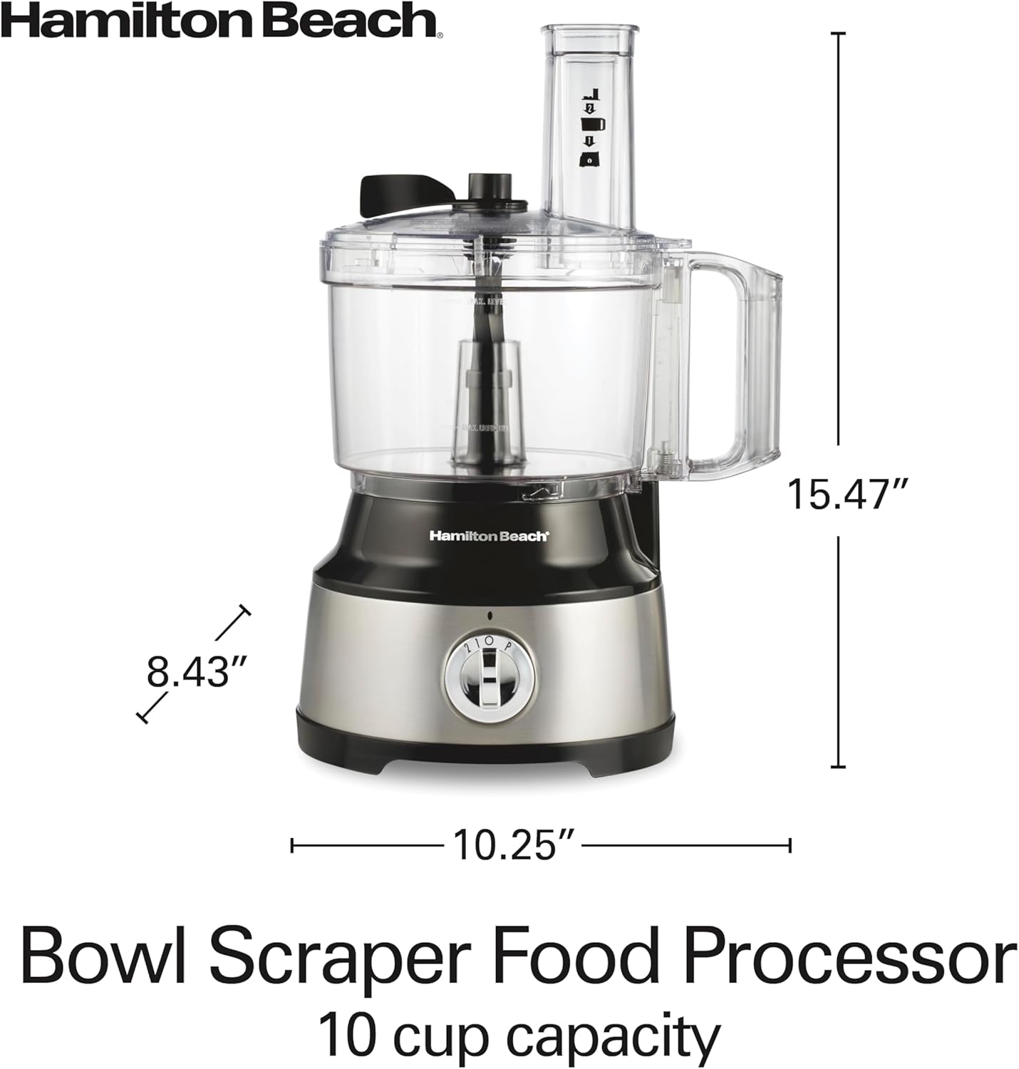 Hamilton Beach Food Processor & Vegetable Chopper for Slicing, Shredding, Mincing, and Puree, 10 Cups + Veggie Spiralizer makes Zoodles and Ribbons, Grey and Stainless Steel (70735)