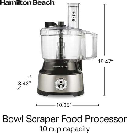 Hamilton Beach Food Processor & Vegetable Chopper for Slicing, Shredding, Mincing, and Puree, 10 Cups + Veggie Spiralizer makes Zoodles and Ribbons, Grey and Stainless Steel (70735)