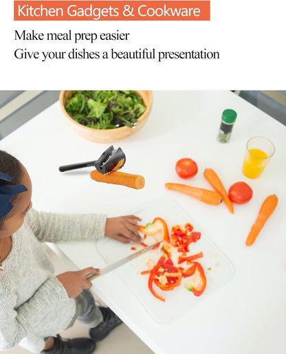 Carrot Curler and Peeler, Black Carrot Spiral Shred Slicer Root Vegetables Fruits Slicer Sharpener Garnishing Tool (Plastic)
